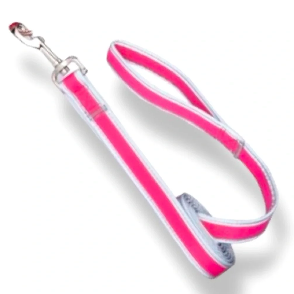 REFLECTIVE Stylish Pink Grey & Silver Dog Leash 49”